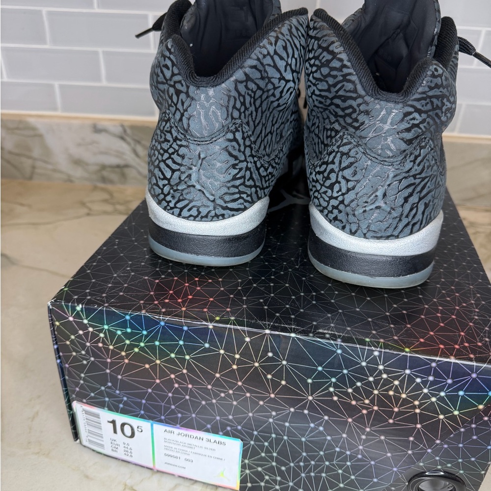 Authentic Air Jordan 3Lab5 Black Elephant Print Sneakers Men’s Used Sz 10.5 wbox - Picture 3 of 13
